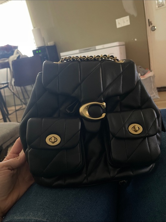 Coach Black Quilted Leather Backpack with Gold Hardware